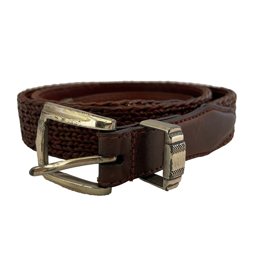 Men's 38" Genuine Leather Brown Woven Belt